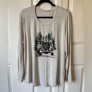 Maurices Gray Long Sleeve Pajama Top